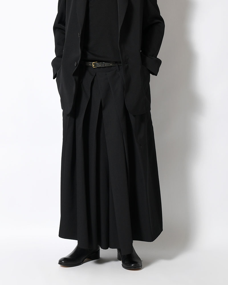 WOOL GABARDINE HAKAMA PANTS -BLACK-