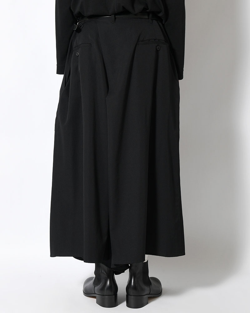 WOOL GABARDINE HAKAMA PANTS -BLACK-