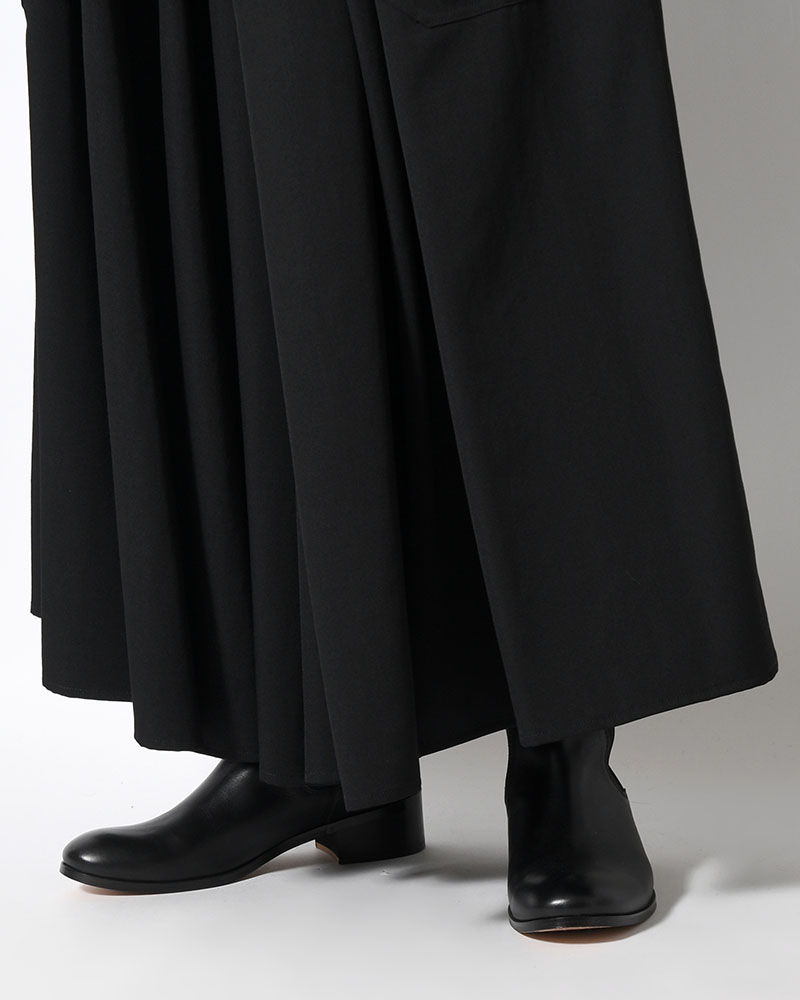 WOOL GABARDINE HAKAMA PANTS -BLACK-