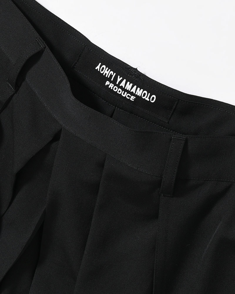 WOOL GABARDINE HAKAMA PANTS -BLACK-
