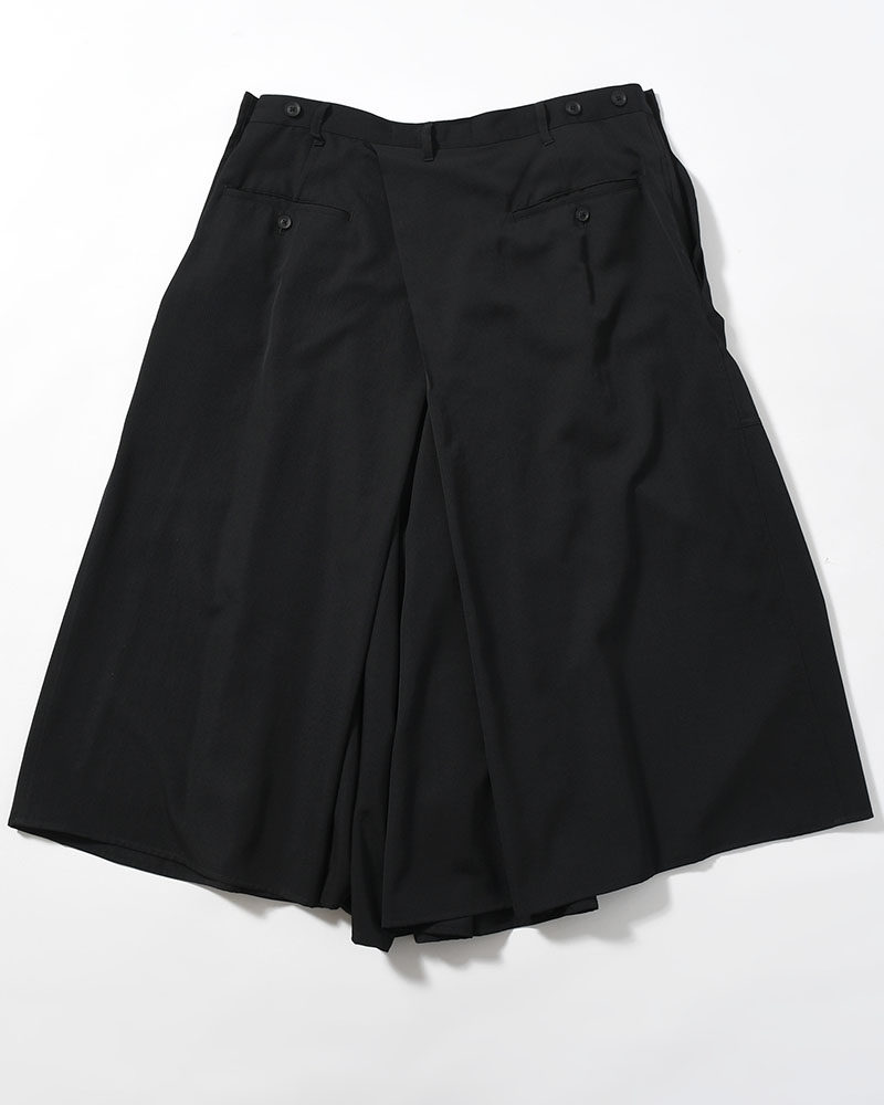 WOOL GABARDINE HAKAMA PANTS -BLACK-