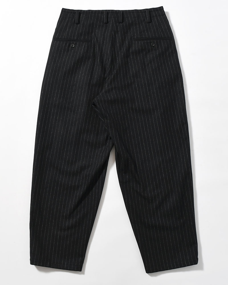 TOP STRIPE FLANNEL 2TUCKS SLIM PANTS -BLACK-