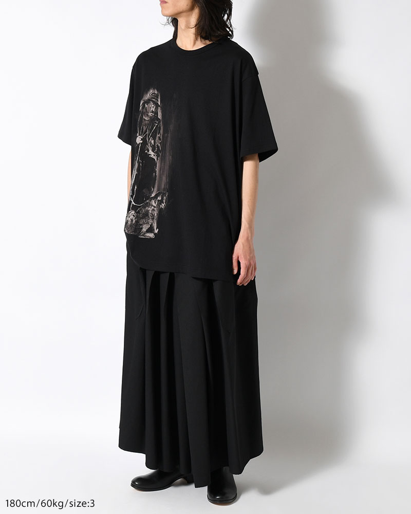 COTTON SINGLE JERSEY ROUND NECK SHORT SLV -BLACK-