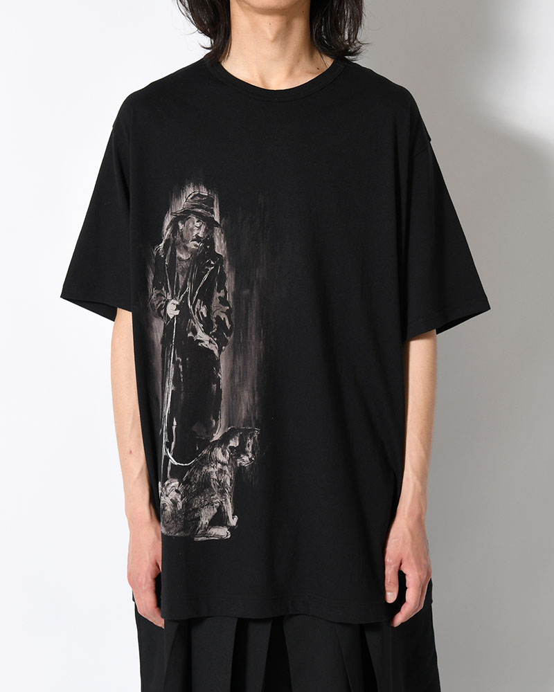 COTTON SINGLE JERSEY ROUND NECK SHORT SLV -BLACK-