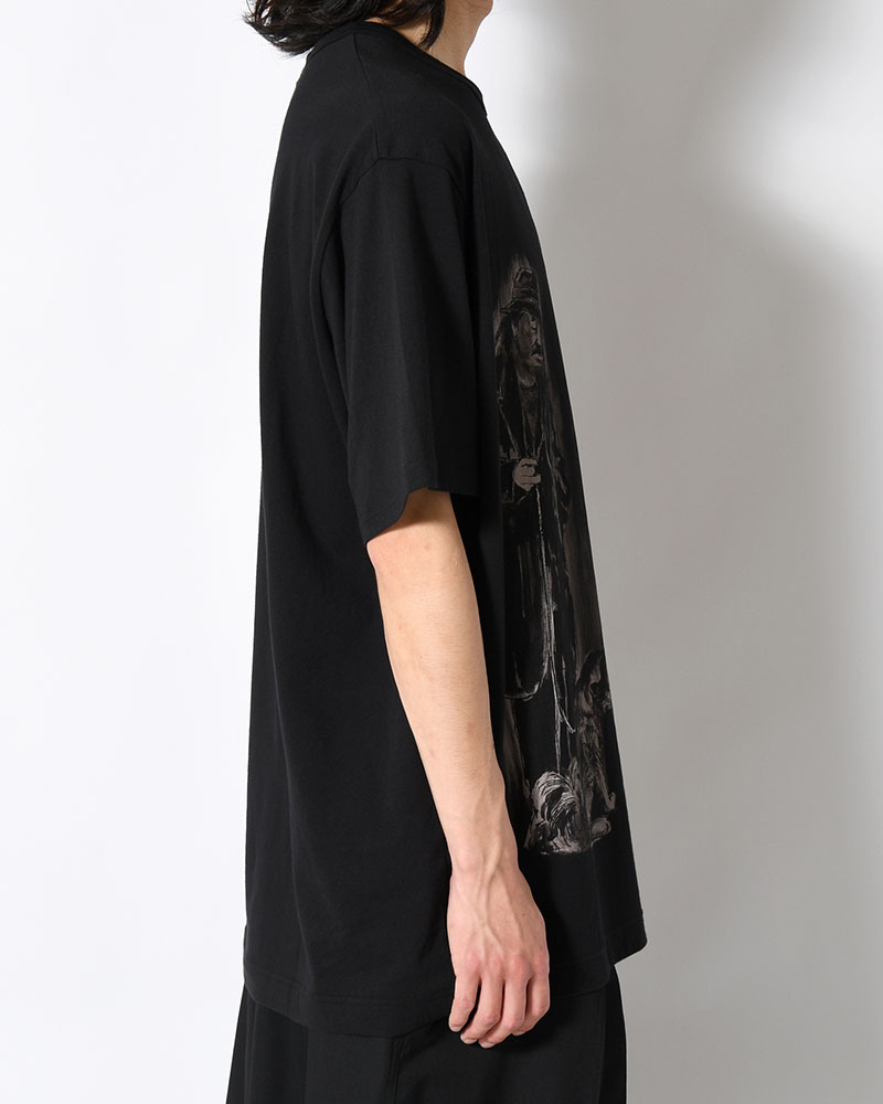 COTTON SINGLE JERSEY ROUND NECK SHORT SLV -BLACK-