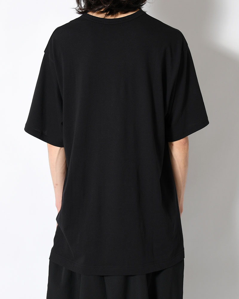 COTTON SINGLE JERSEY ROUND NECK SHORT SLV -BLACK-