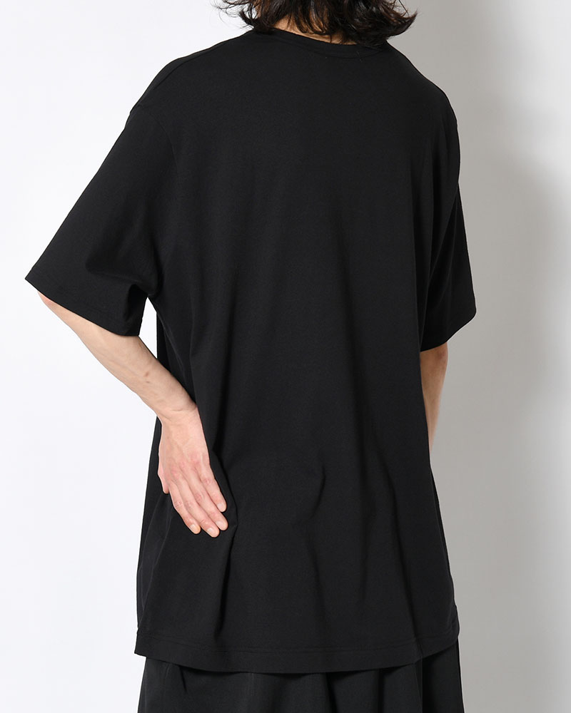 COTTON SINGLE JERSEY ROUND NECK SHORT SLV -BLACK-