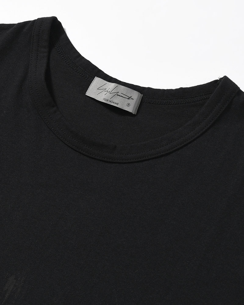 COTTON SINGLE JERSEY ROUND NECK SHORT SLV -BLACK-
