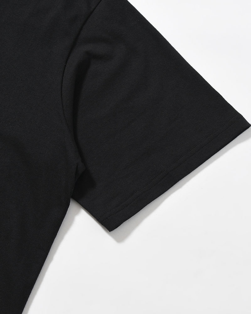 COTTON SINGLE JERSEY ROUND NECK SHORT SLV -BLACK-