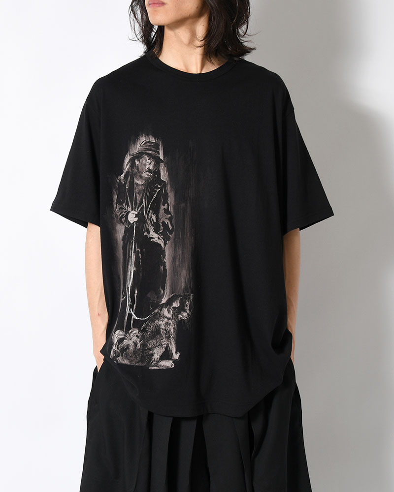 COTTON SINGLE JERSEY ROUND NECK SHORT SLV -BLACK-