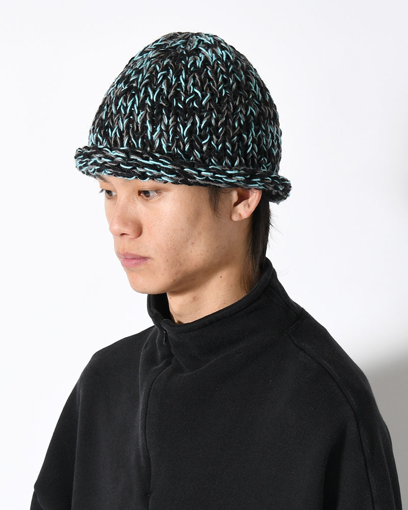 ROLL HAND KNIT CAP -BLACK-