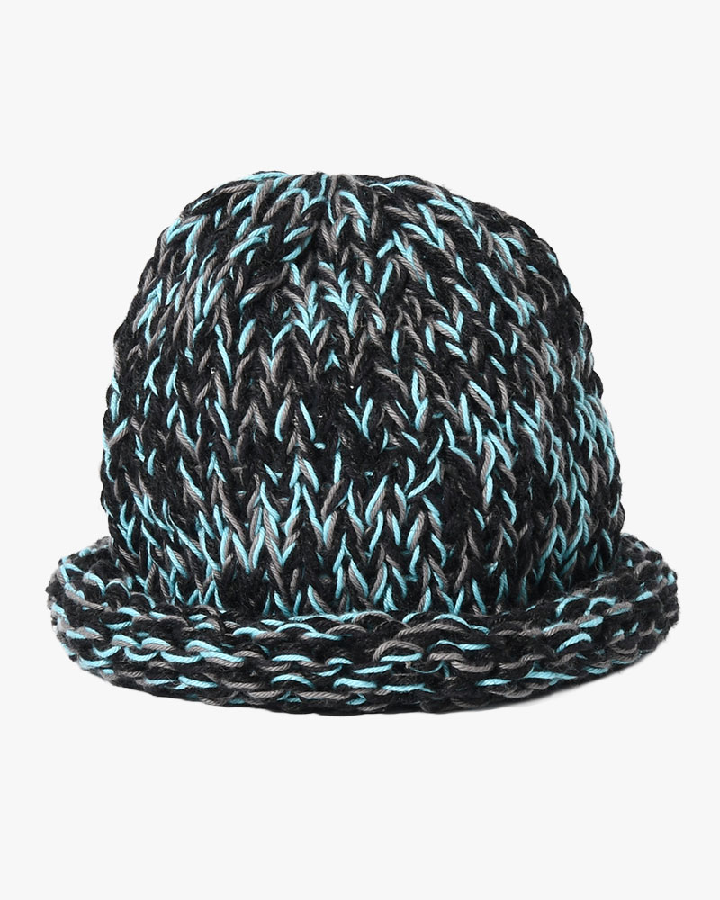 ROLL HAND KNIT CAP -BLACK-