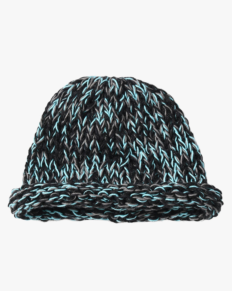 ROLL HAND KNIT CAP -BLACK-