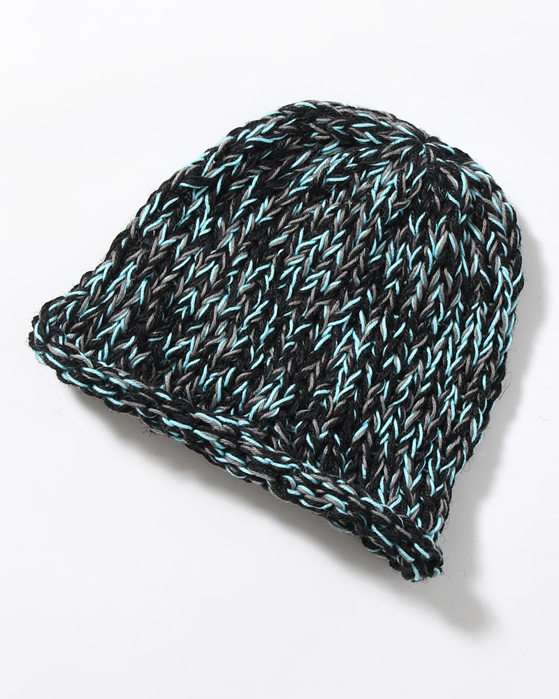 ROLL HAND KNIT CAP -BLACK-