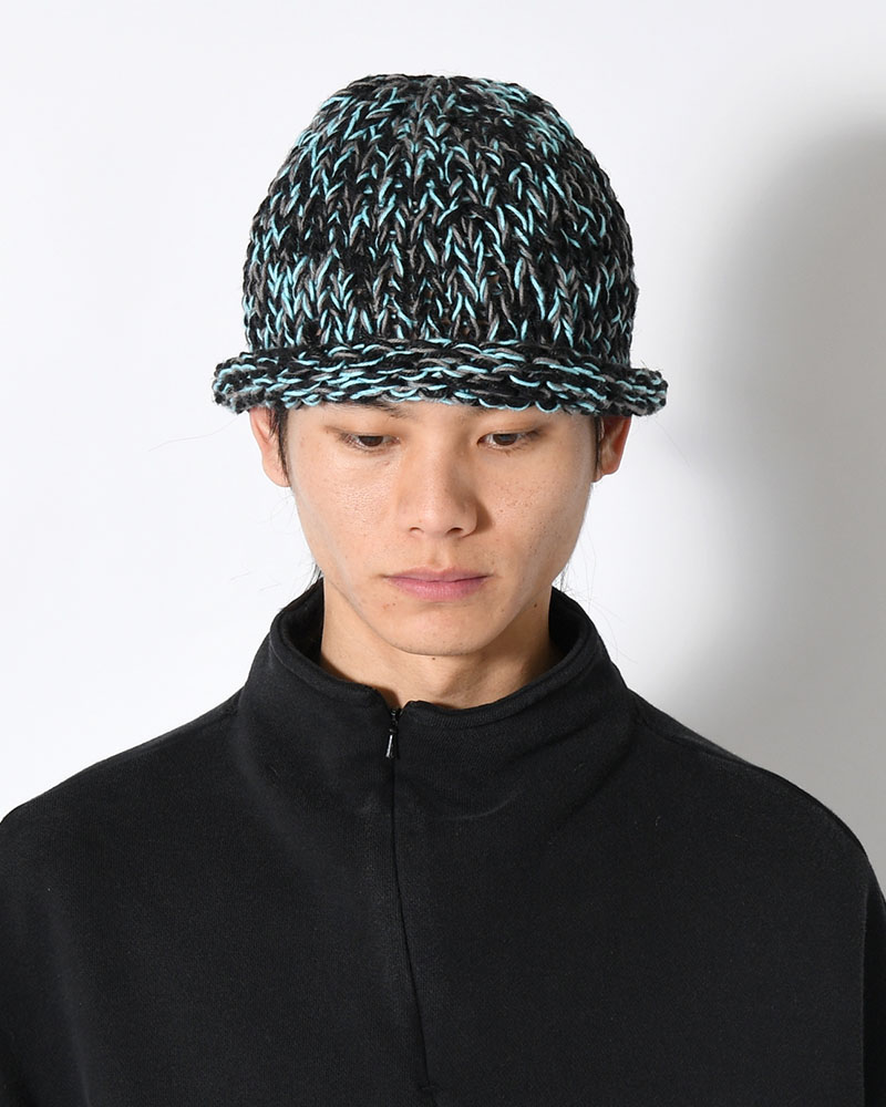 ROLL HAND KNIT CAP -BLACK-