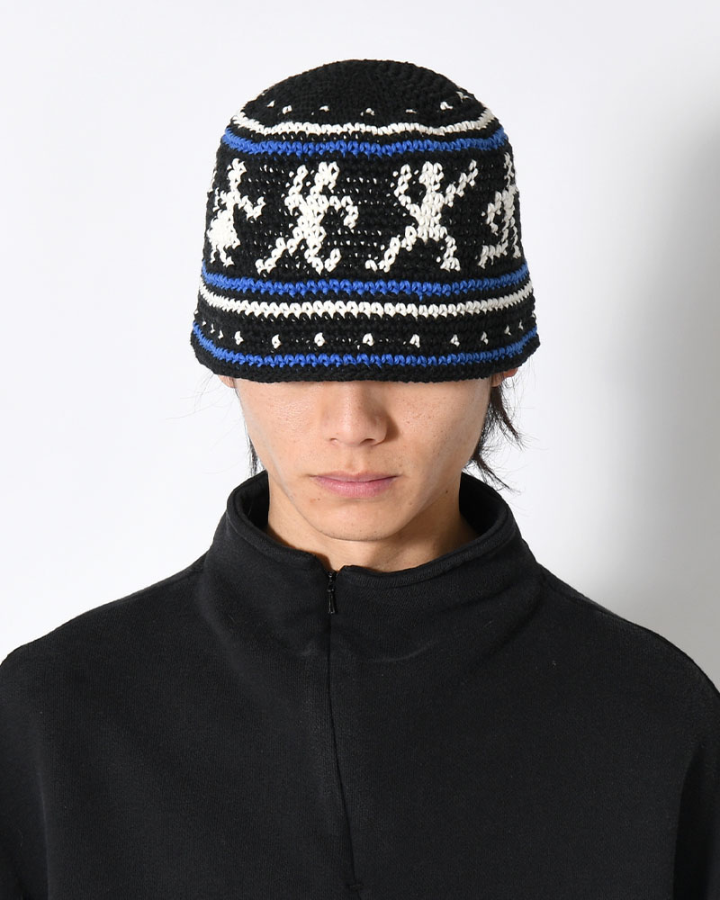 DANCING PEOPLE KNIT HAT -BLACK-