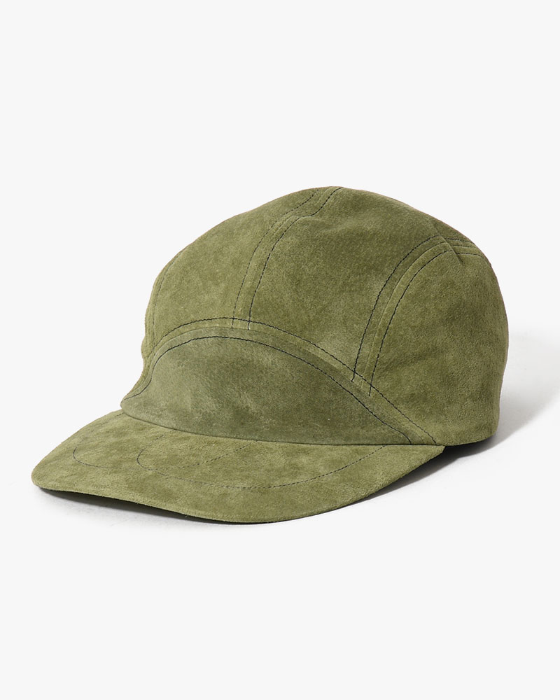 LEATHER JET CAP -OLIVE-