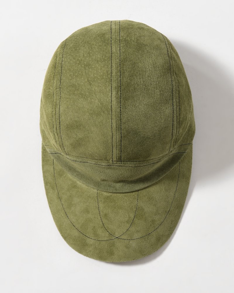 LEATHER JET CAP -OLIVE-