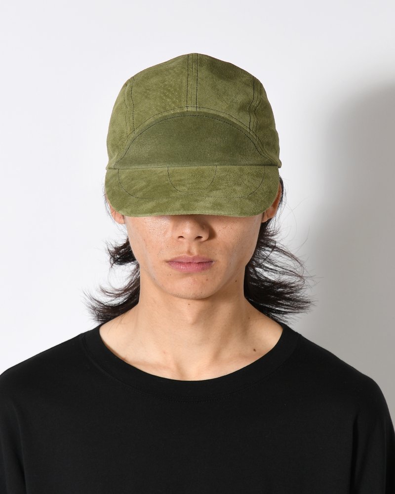 LEATHER JET CAP -OLIVE-