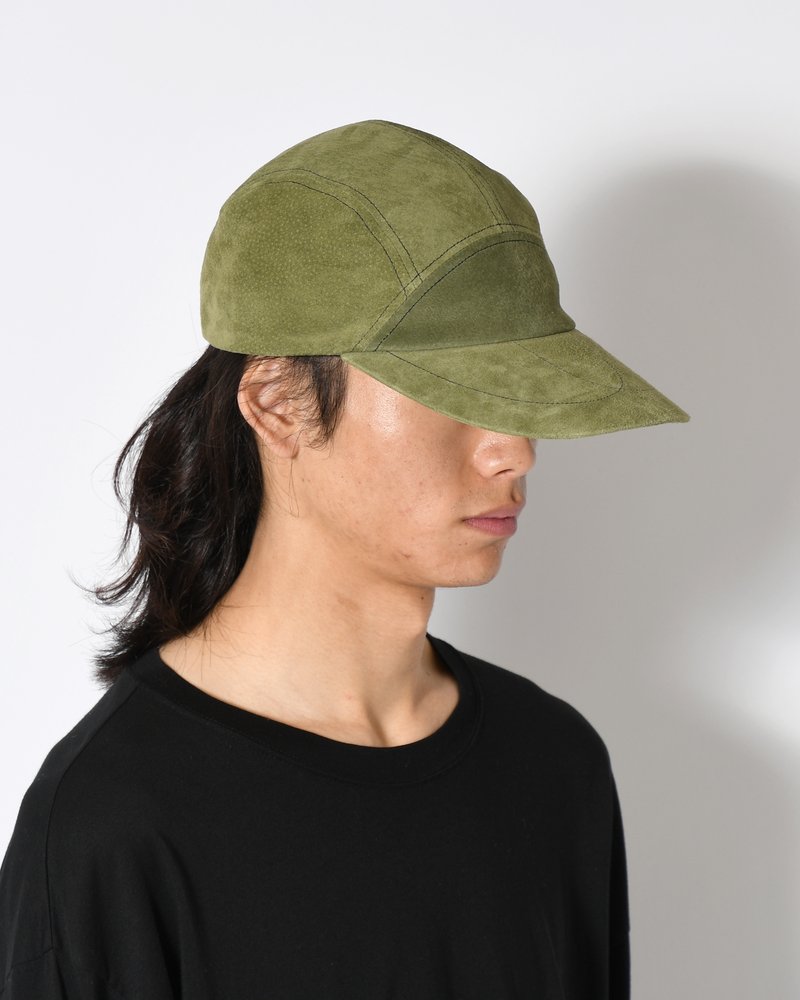 LEATHER JET CAP -OLIVE-