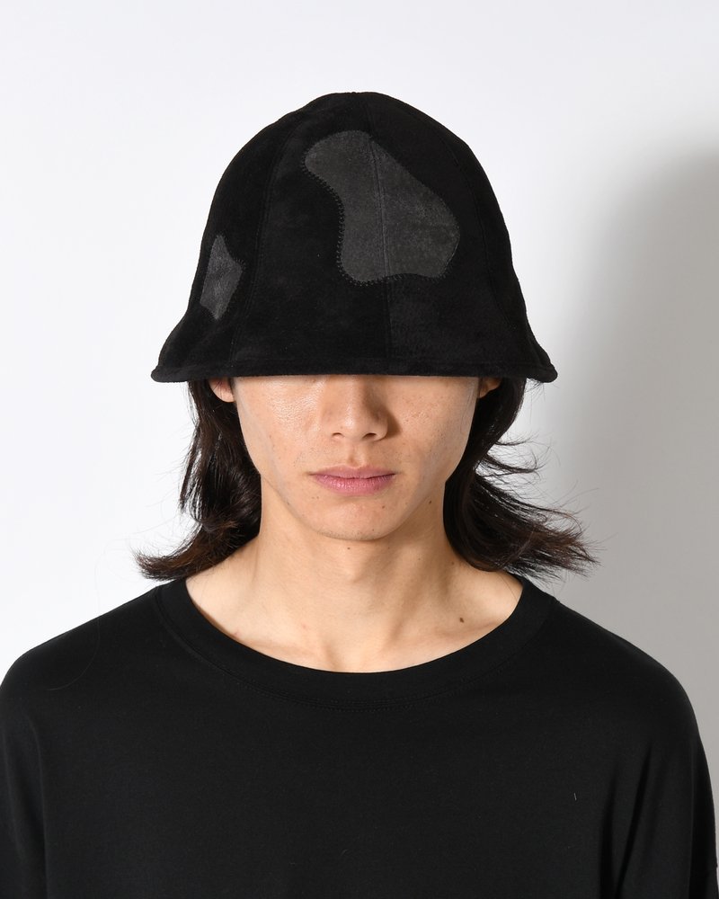 LEATHER TULIP HAT -BLACK-