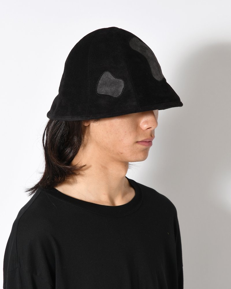 LEATHER TULIP HAT -BLACK-