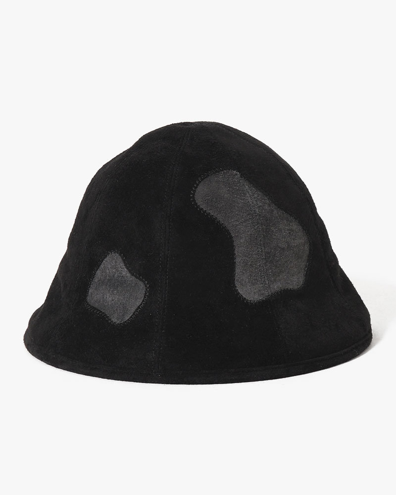 LEATHER TULIP HAT -BLACK-
