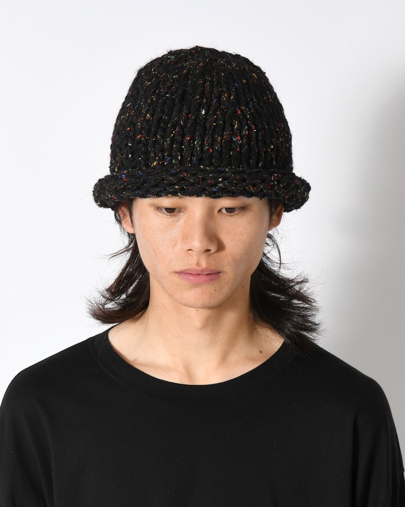 ROLL KNIT CAP -BLACK-