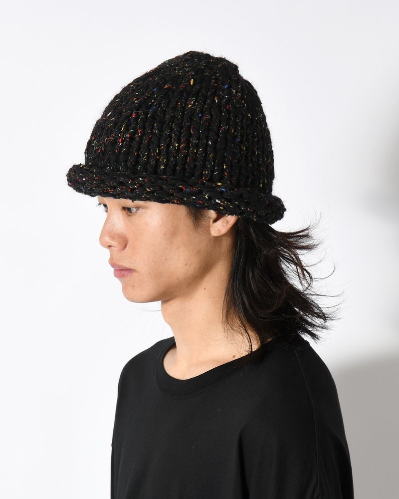 ROLL KNIT CAP -BLACK-