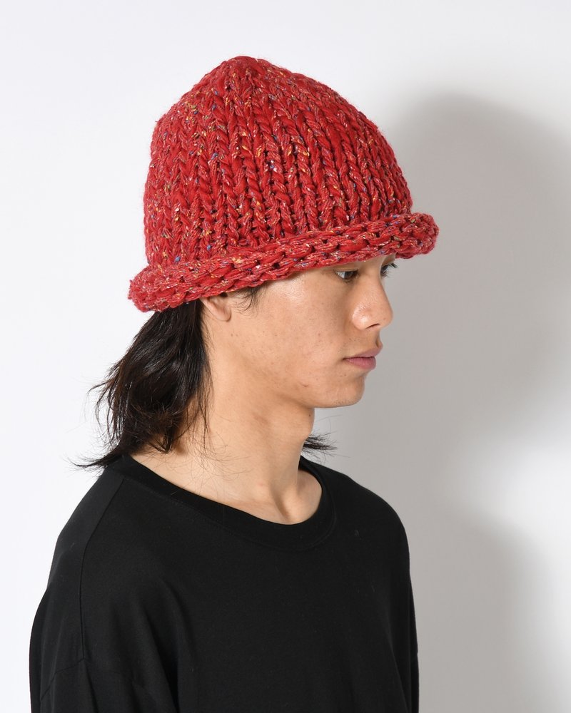 ROLL KNIT CAP -RED-