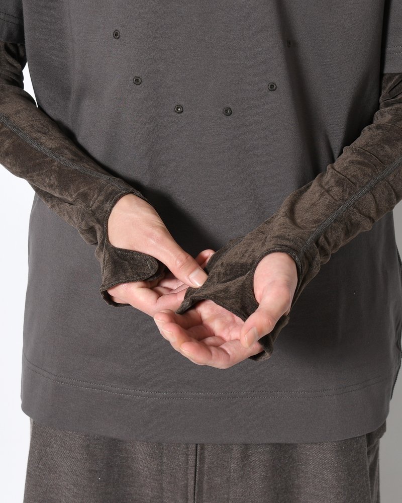 CIRCLE FANGSAI LAYERED TEE -CHARCOAL-