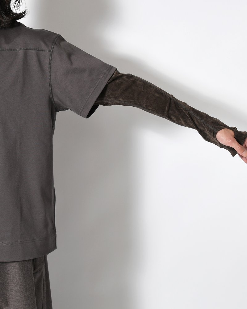 CIRCLE FANGSAI LAYERED TEE -CHARCOAL-