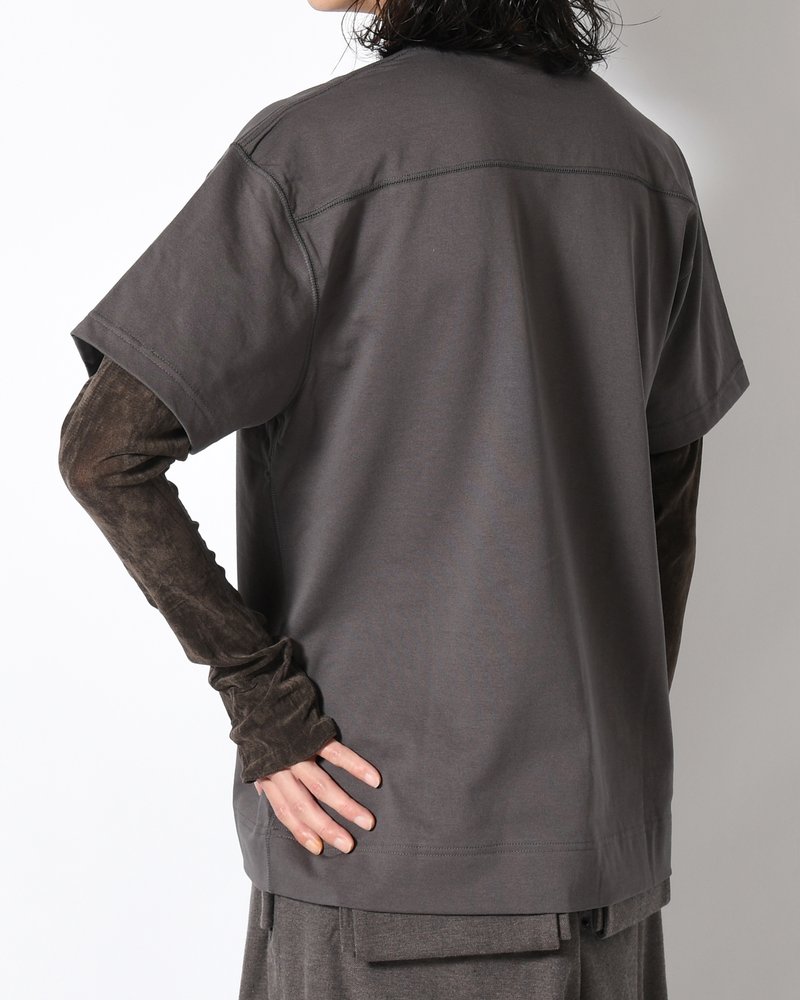 CIRCLE FANGSAI LAYERED TEE -CHARCOAL-