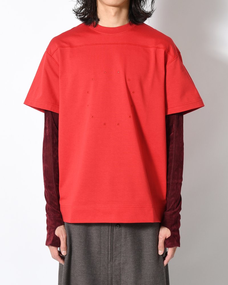 CIRCLE FANGSAI LAYERED TEE -RED-
