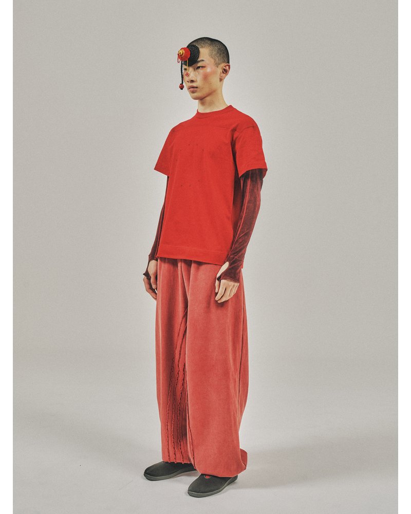 CIRCLE FANGSAI LAYERED TEE -RED-