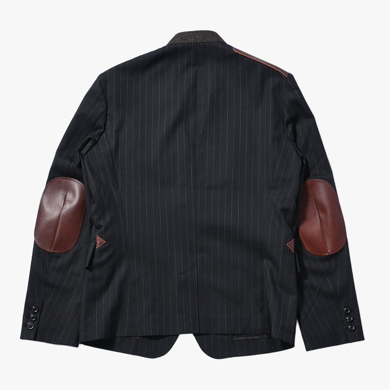 Leather-Patch No-Collar Jacket -2.COLOR-