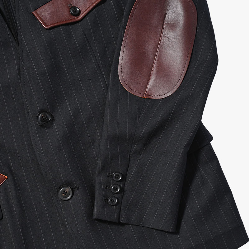 Leather-Patch No-Collar Jacket -2.COLOR-