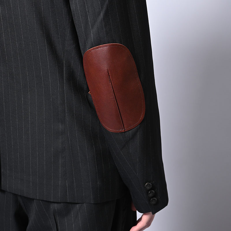 Leather-Patch No-Collar Jacket -2.COLOR-