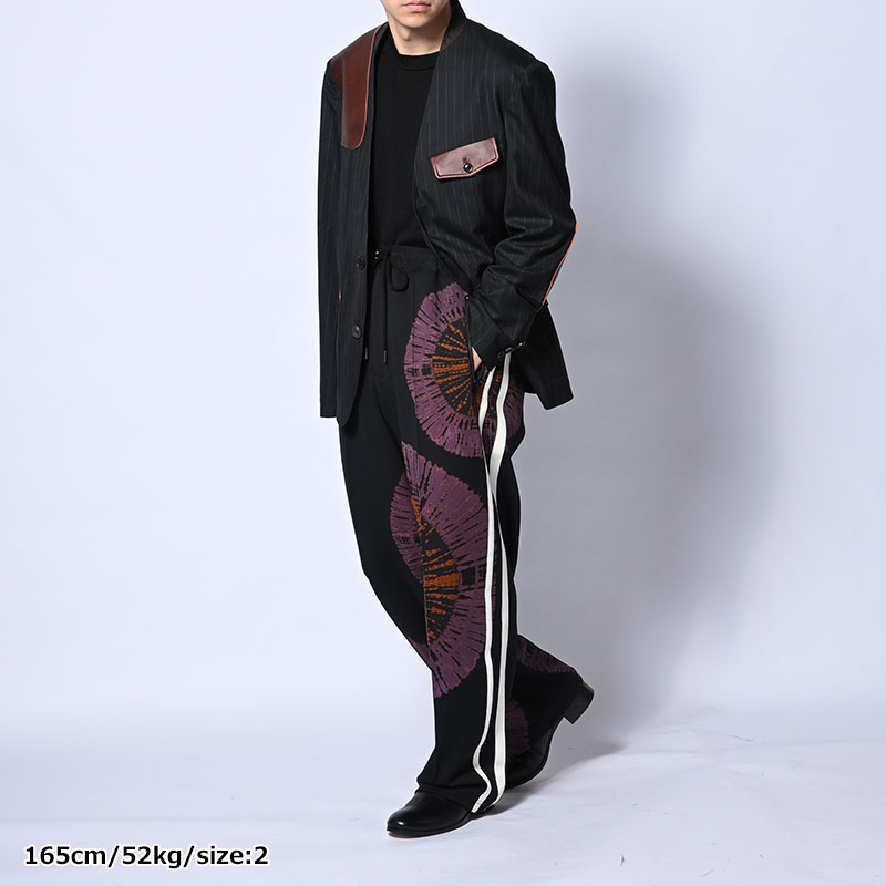 Leather-Patch No-Collar Jacket -2.COLOR-