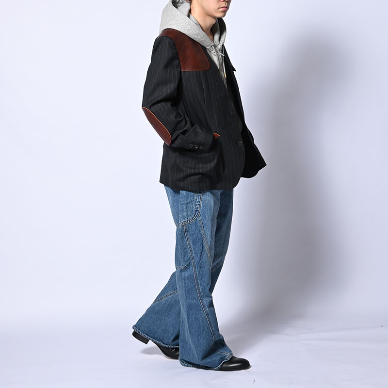 Leather-Patch No-Collar Jacket -2.COLOR-