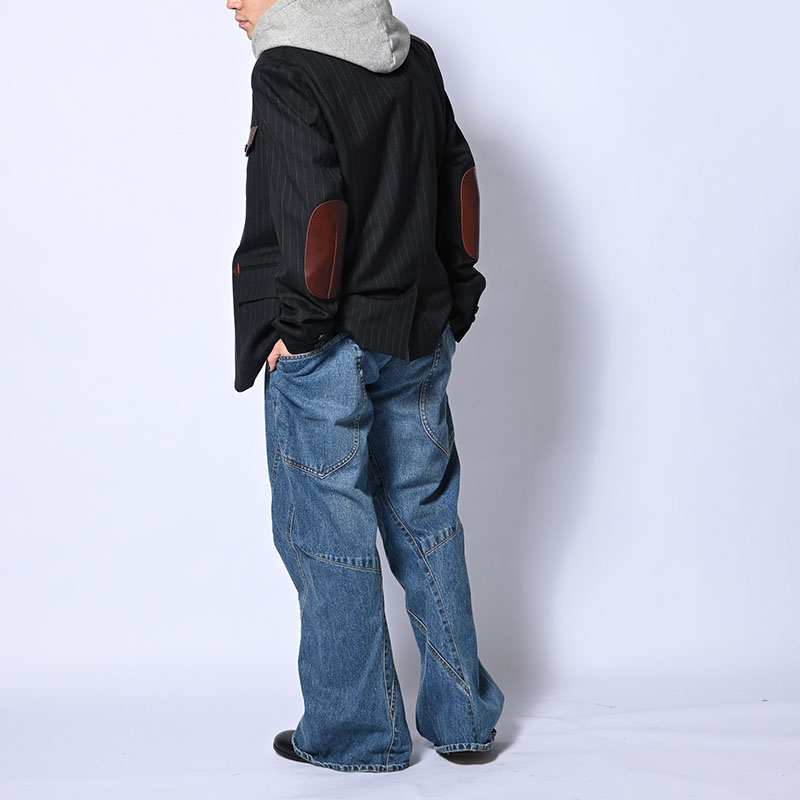 Leather-Patch No-Collar Jacket -2.COLOR-