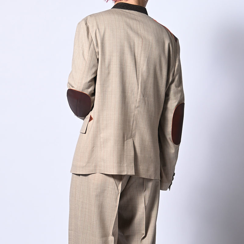 Leather-Patch No-Collar Jacket -2.COLOR-