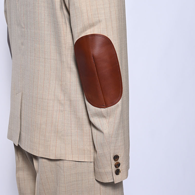 Leather-Patch No-Collar Jacket -2.COLOR-