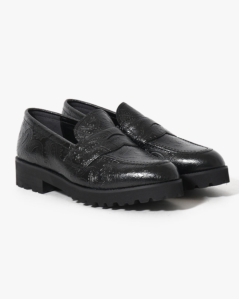 TANK SOLE PAISLEY LOAFERS -BLACK-