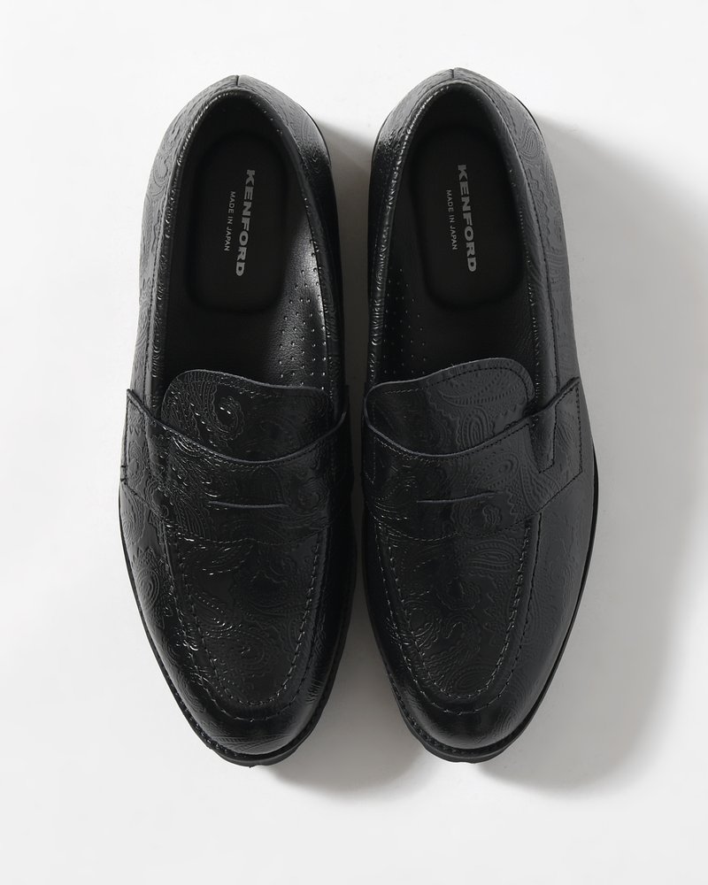 TANK SOLE PAISLEY LOAFERS -BLACK-
