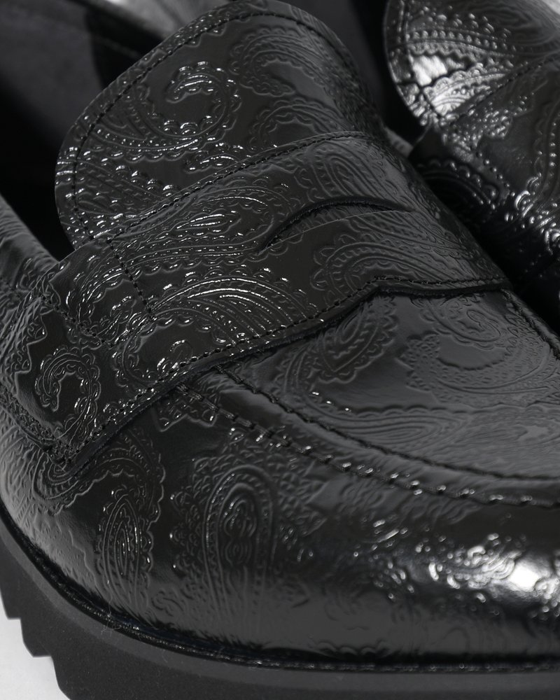 TANK SOLE PAISLEY LOAFERS -BLACK-