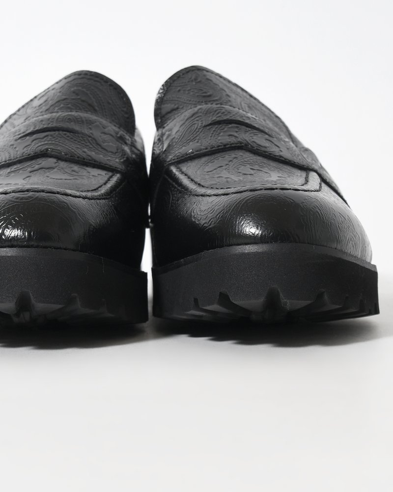 TANK SOLE PAISLEY LOAFERS -BLACK-