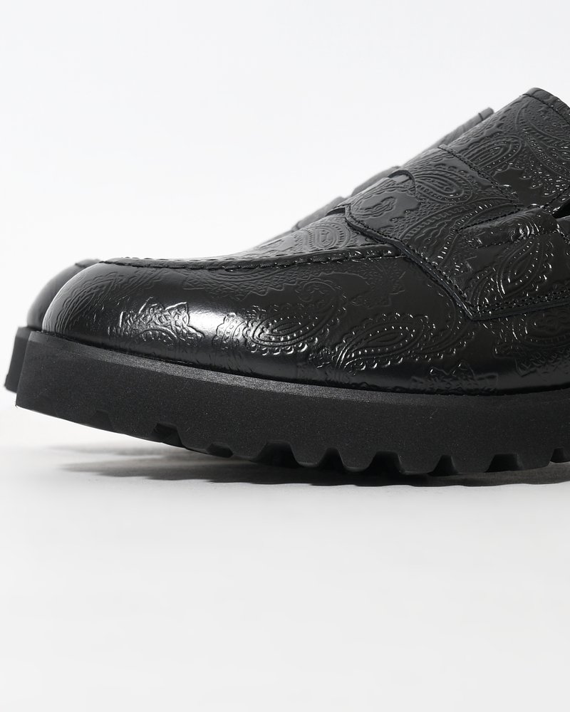 TANK SOLE PAISLEY LOAFERS -BLACK-