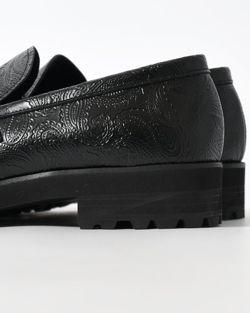TANK SOLE PAISLEY LOAFERS -BLACK-