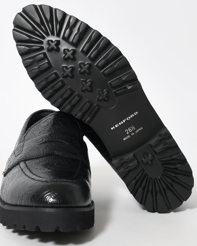 TANK SOLE PAISLEY LOAFERS -BLACK-